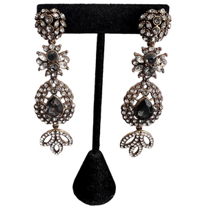 Elegant rhinestone studded chandelier dangle drop post earrings